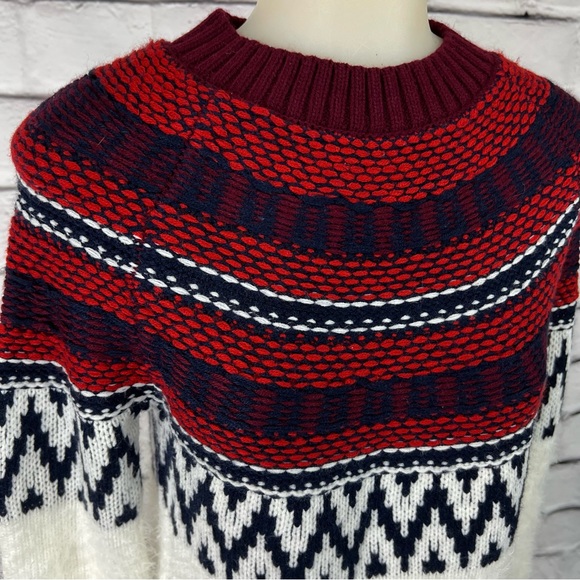BB DAKOTA Sweater Play Flairisle Pattern Knit Raglan Long Sleeves Red Cr… - Picture 5 of 13
